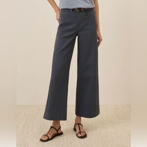Pact stretch twill wide leg pants storm xs organic cotton